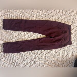 Burgundy Lululemon leggings! 25”.